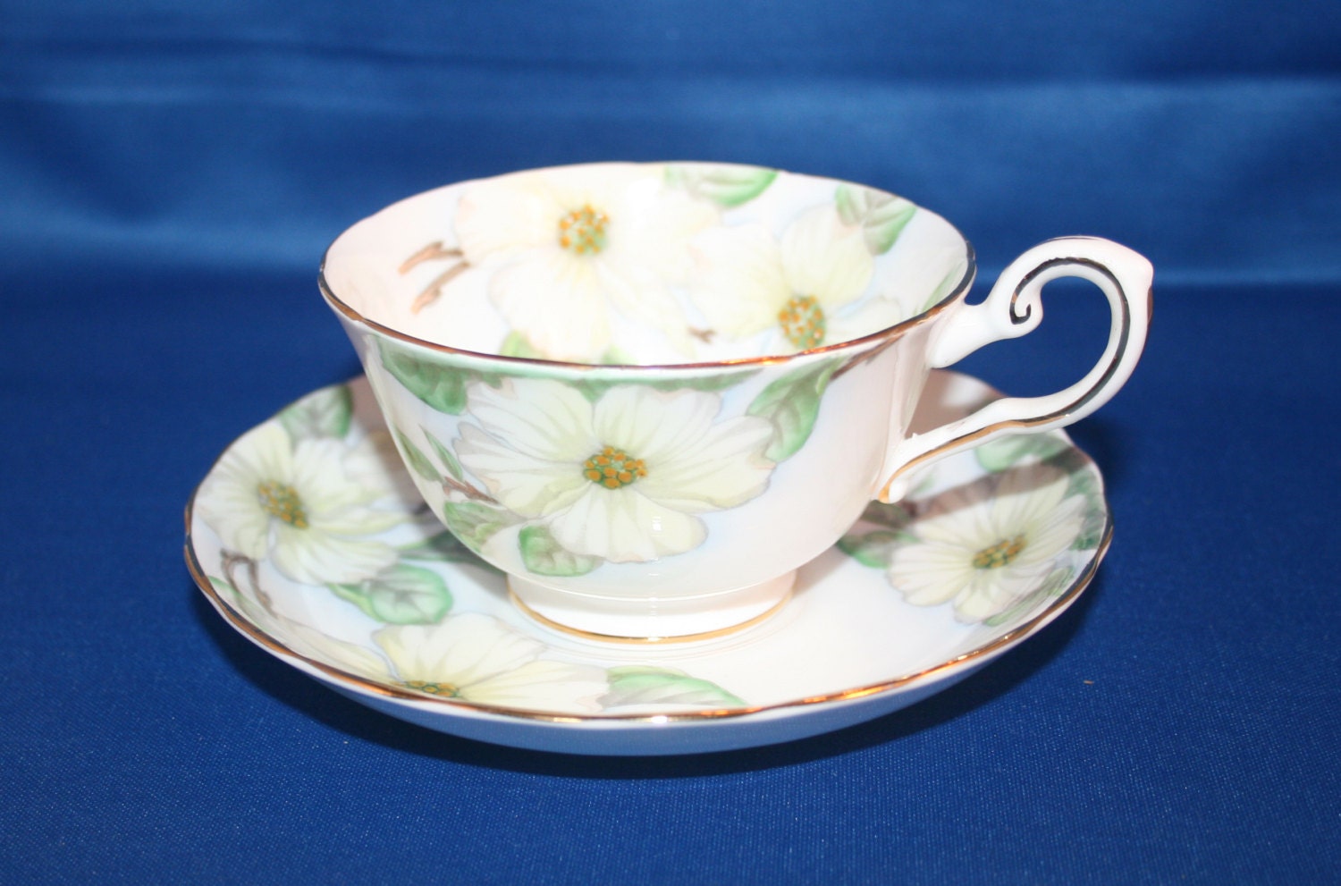 Vintage Tuscan Dogwood Teacup & Saucer Made in England Tea Cup Fine