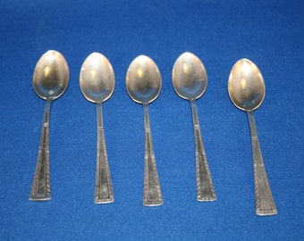 Antique Spoons Demitasse Dessert Spoon Set of 5 - German Silver marked WTB 800 -Wilhelm Binder Sugar Teaspoon - Metalware