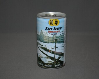 Vintage Tucher Ubersee Export Beer Steel Can Pull Tab Unopened & Empty Collectible Bar Memorabilia Barware Advertisement Breweriana