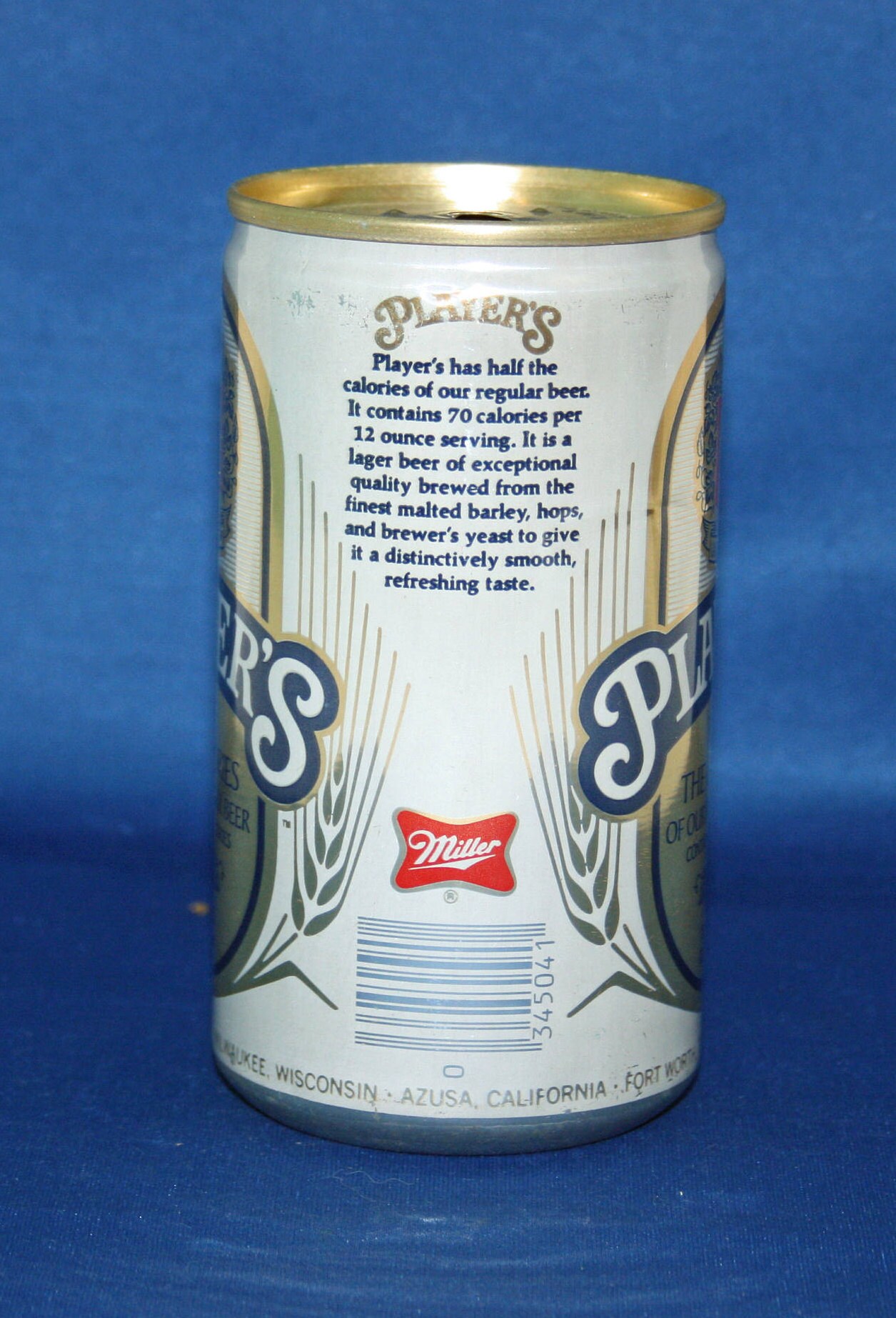 Vintage Miller Player’s Lager Beer Pull Tab Aluminum Can 12 Oz Opened