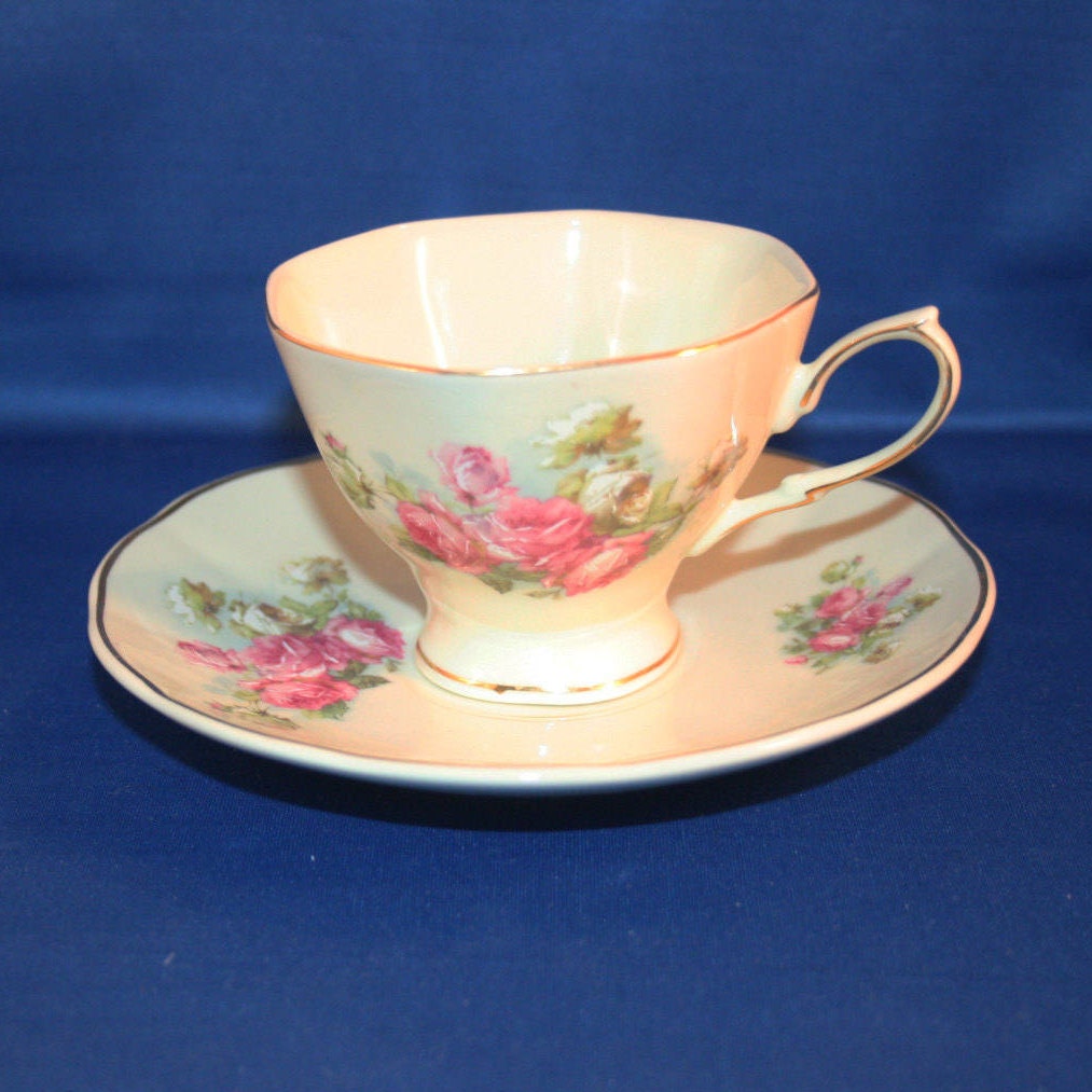 Shabby Rose Pink Porcelain - Teacup and Saucer Set