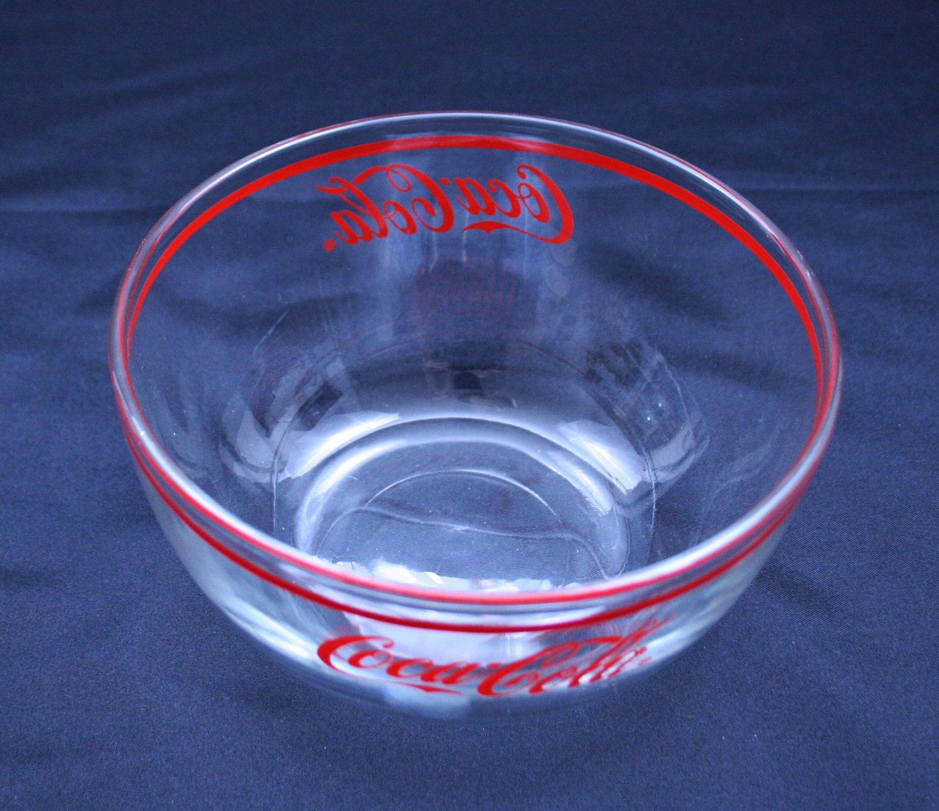 Vintage Coca Cola Clear Glass Snack Bowl by Anchor Hocking Cereal Bowl