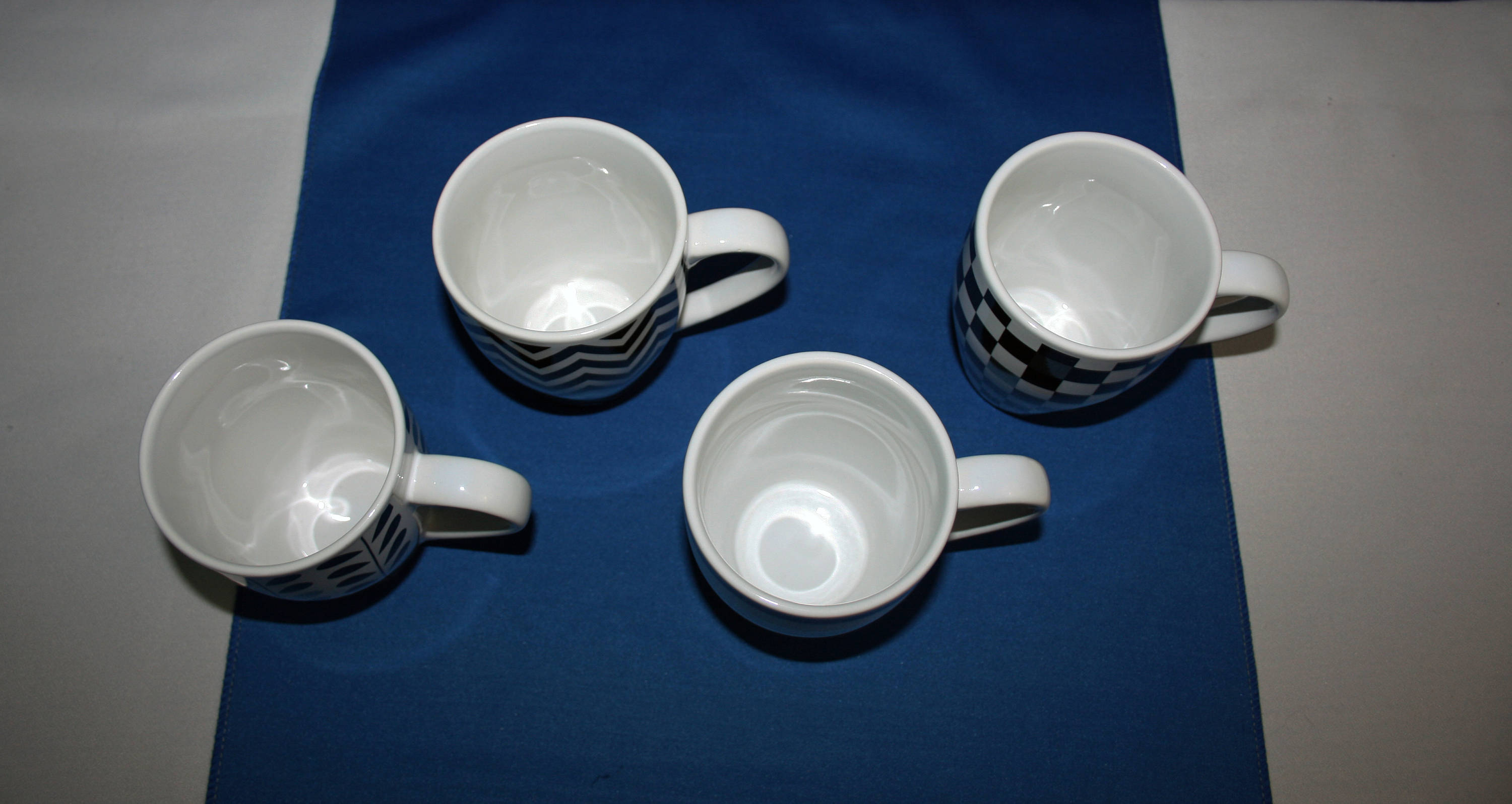 Vintage Coffee Mug Set Macy's Set of 4 New Old Stock Art Deco Black
