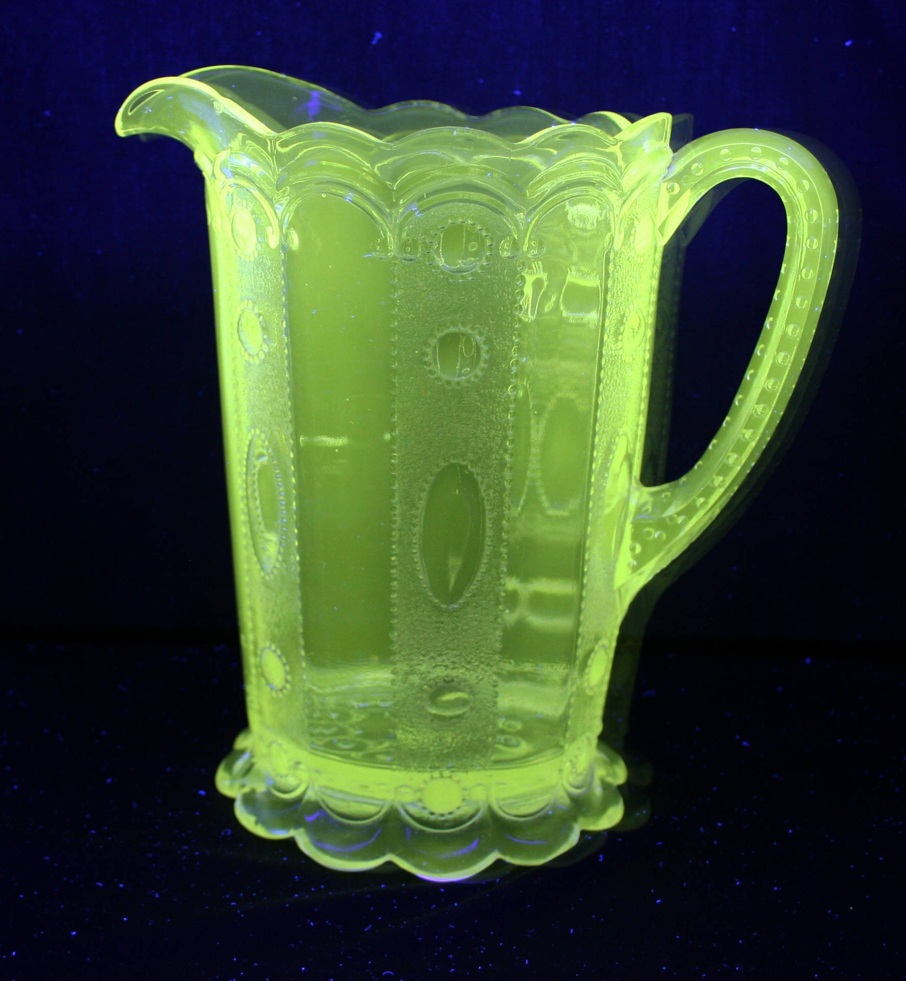 RARE Antique US Glass Co Pitcher Kansas Jewel and Dewdrop Pattern Made