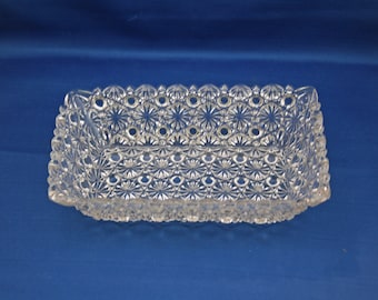 Antique EAPG Hobbs, Brockunier & Co Daisy and Button Rectangle Bread Dish circa 1881 bread Bowl Loaf Serving Dish Clear Pressed Glass