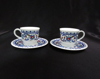 Vintage Kutahya Turkish Espresso Demitasse Coffee Cup and Saucer Pairing Teacup and Saucer Sema Porselen Made in Turkey Set of 2 Tea Cup