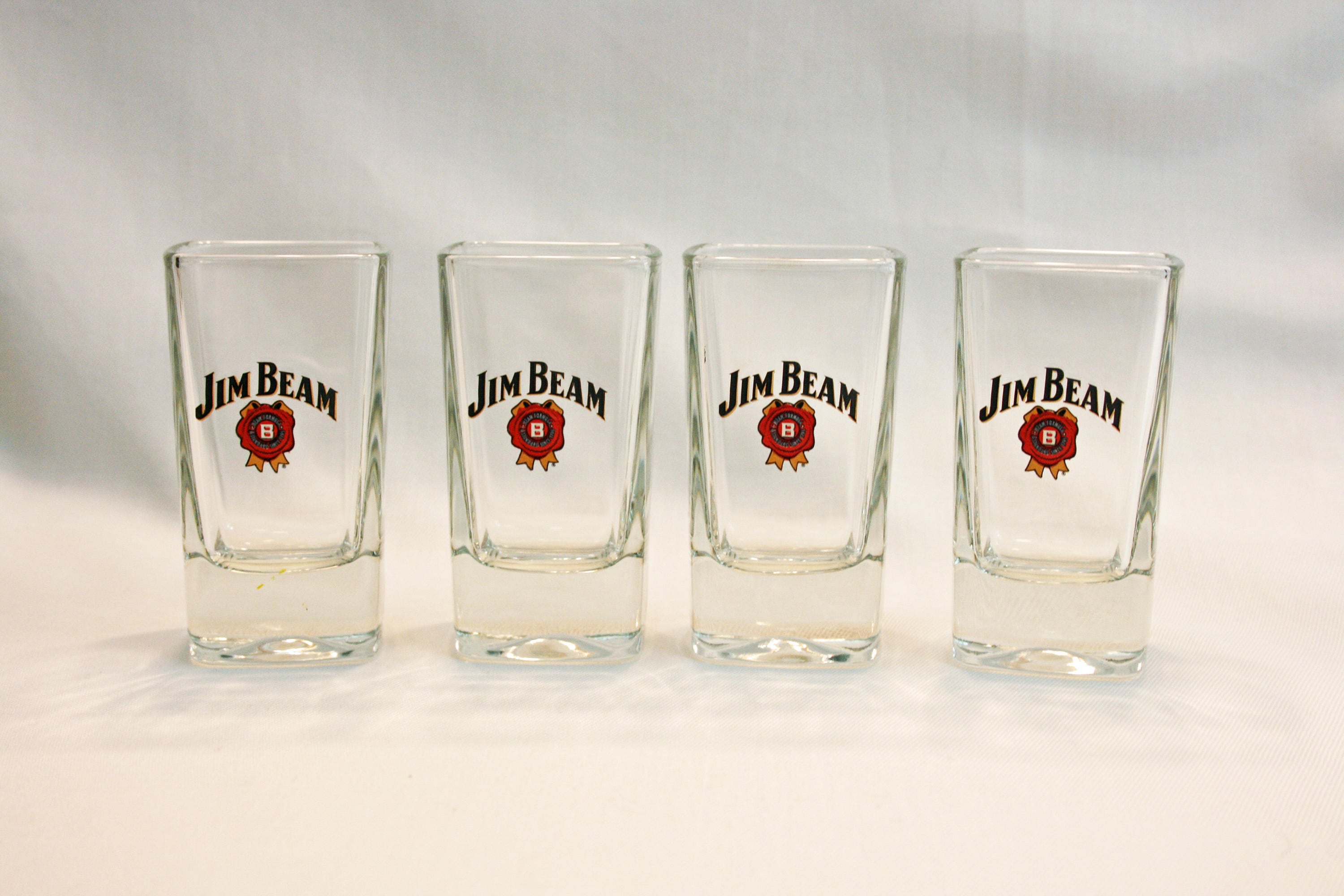 4 Shot Glasses Bourbon Supreme Measuring Glass Heavy Bottom Vintage Large 2  Oz