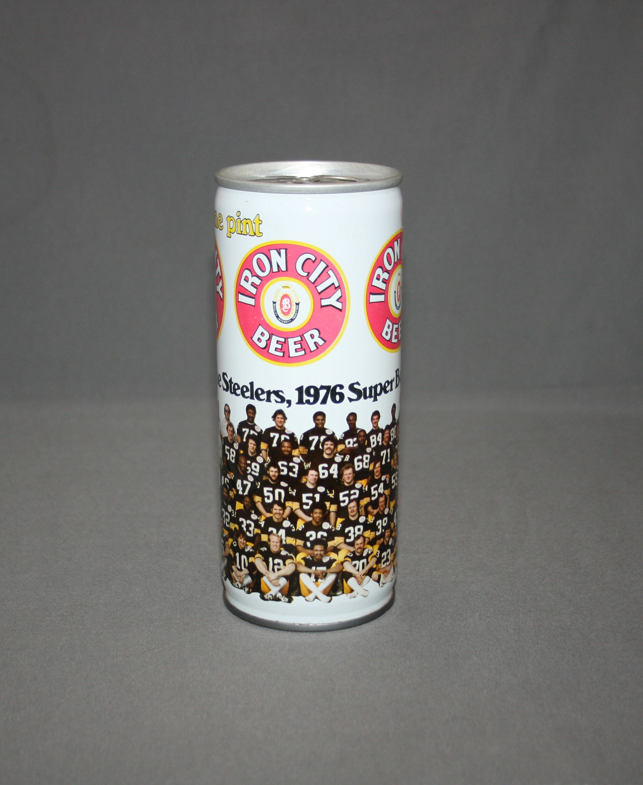 Vintage Iron City Beer Steelers 1976 Super Bowl Champs Steel Can Pull