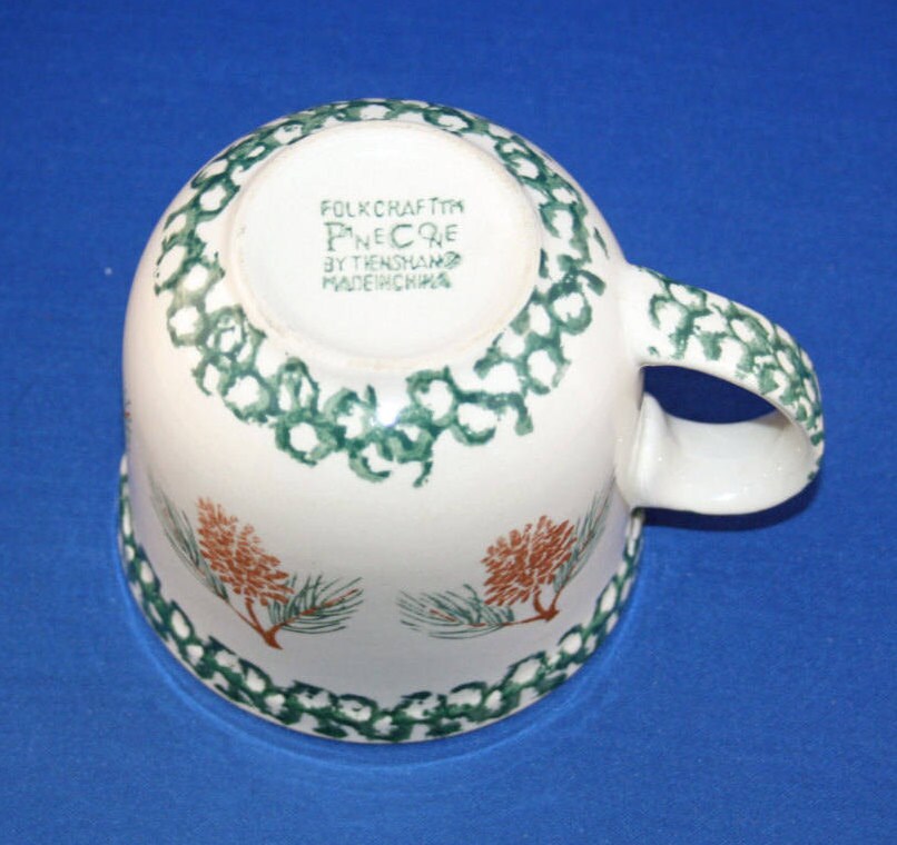 Vintage Tienshan Folk Art Pine Cone Stoneware Coffee Cup Soup Mug