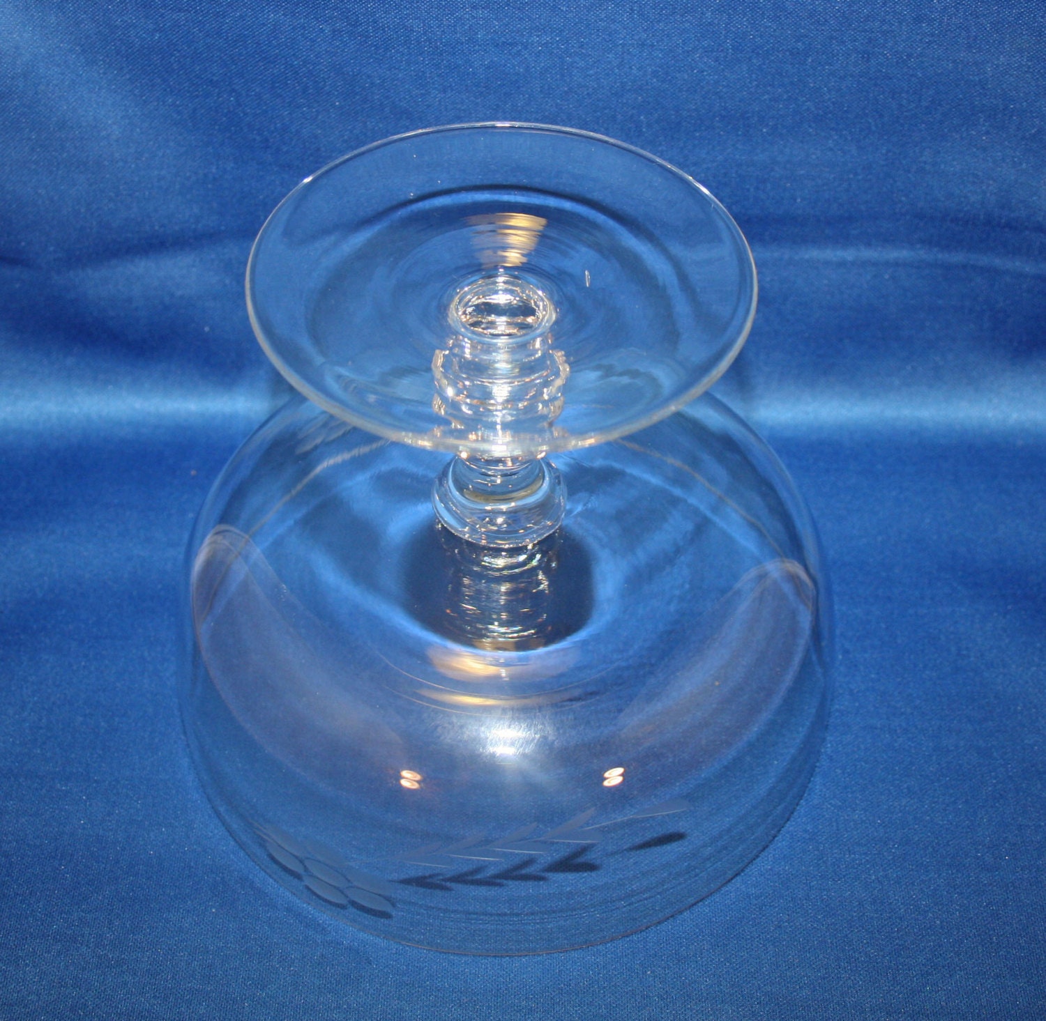 Vintage Crystal Pedestal Compote Bowl Candy Dish Flower Acid Etched