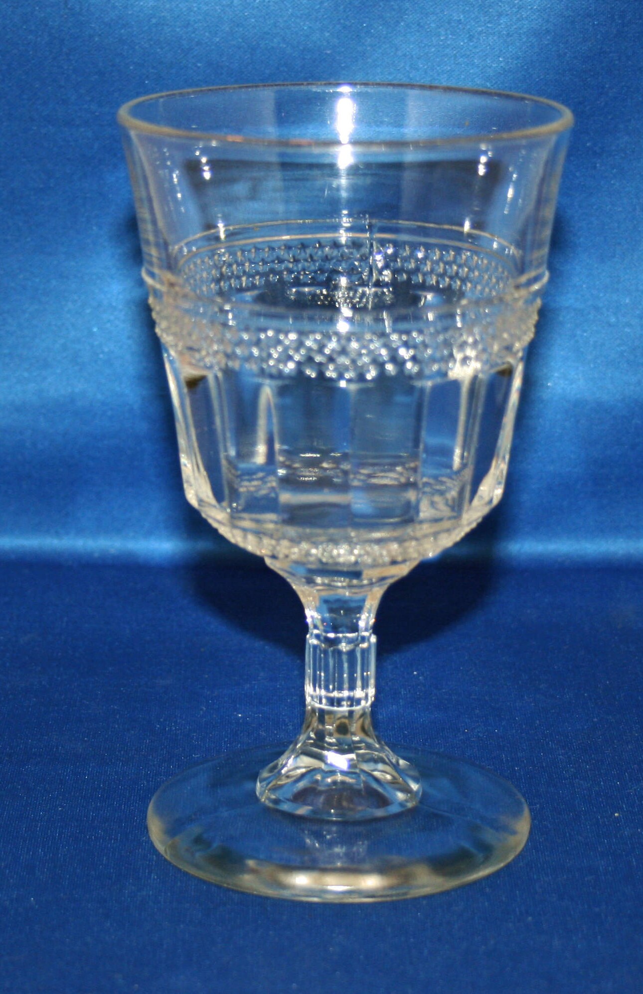 RARE Antique EAPG Wine Glass Starburst and Diamond Water Goblet Circa 1800's Tableware Pressed