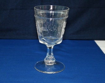 RARE Antique Adams Glass Company EAPG Water Goblet - Wine Glass Liberty Bell Pattern Circa 1876 Glass Centennial Commemorative Collectible