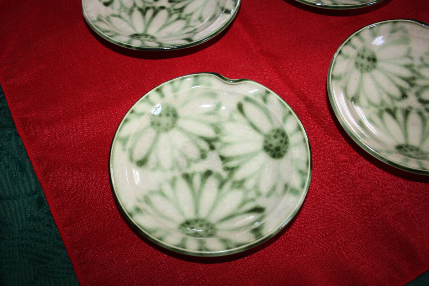 Vintage Butter Pat Plate Tea Bag Rest Hand Painted Daisy Dishes Daisy