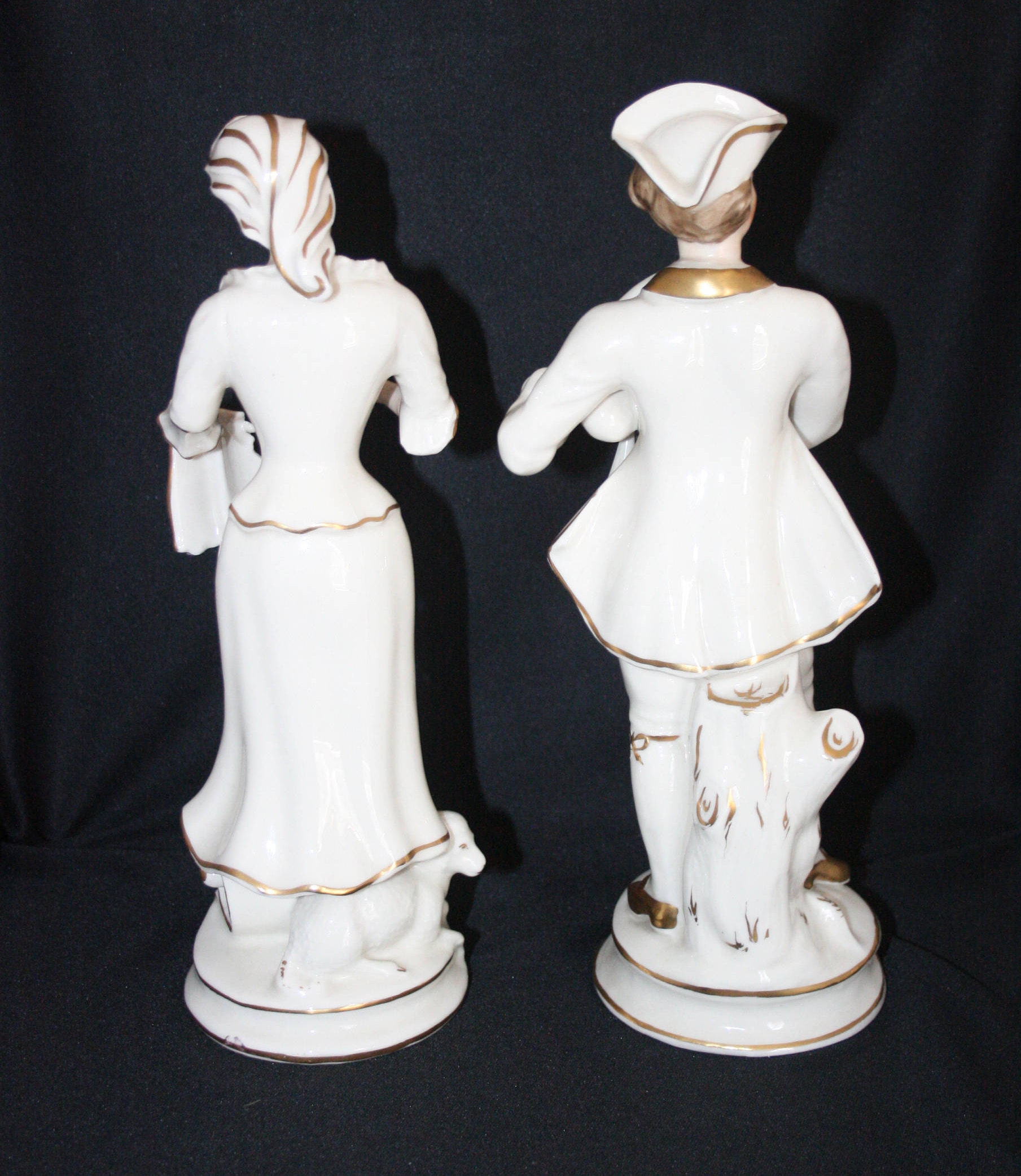 Antique Porcelain Figures 18th Century Colonial Man and Woman Figurine
