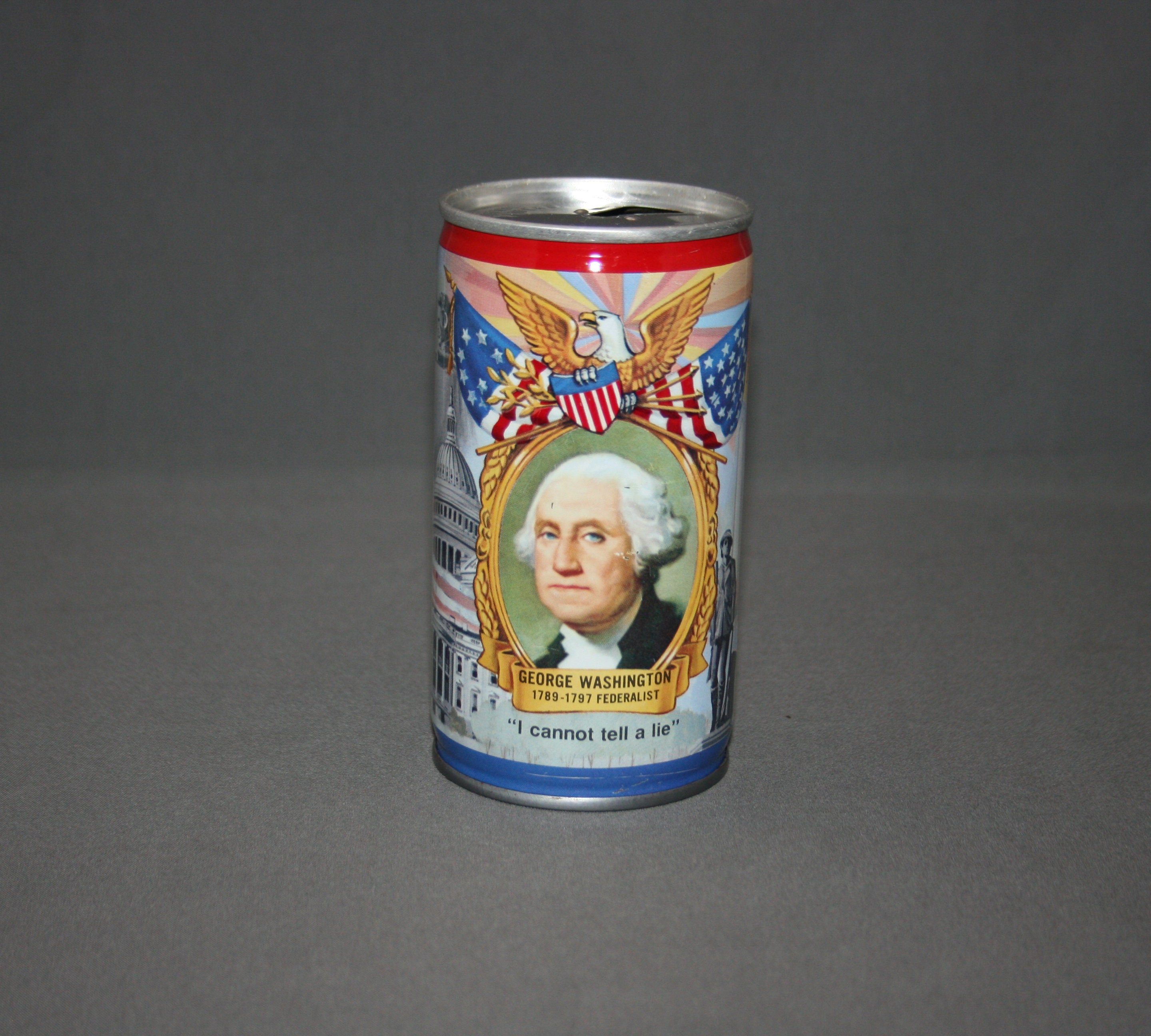 Vintage General Washington Lucky Beer Steel Can Pull Tab Opened & Empty Collectible Bar