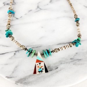 Vintage Kokopelli Turquoise Puka Shell Necklace