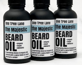 The Majestic Organic Beard Oil • Cedar, Patchouli, Amber and Musk •