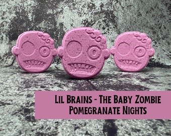 Pomegranate Nights, Lil Brains The Baby Zombie • Halloween Bath Fizzy • Naturally Vegan • Fruity Bath Bomb •