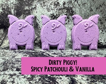 Patchouli Vanilla Bath Bomb • Dirty Piggy! Bath Fizzy • Naturally Vegan • Fruity Bath Bomb •