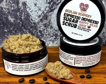 Coffee Scrub • Emulsified Sugar Scrub • Espresso Depresso  • Made with Organic Ingredients & Green Coffee Bean Oil  •