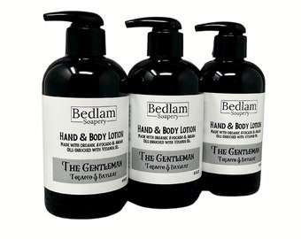 Tobacco & Bayleaf Lotion • The Gentleman •  Mens Lotion • Vegan Friendly • With Avocado and Argan Oils • Added Vitamin B5 • Paraben Free •