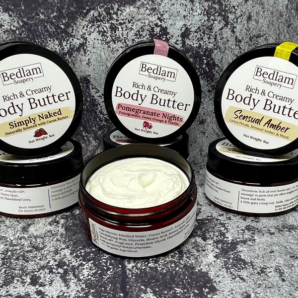 Sensual Amber Body Butter • Thick Creamy Lotion With Honey Quat  • Vegan Friendly With Organic Oils & Butters •  Paraben Free •