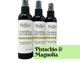 Pistachio & Magnolia Dry Oil Mist • 4 oz  • Vegan  • Nourishing Moisturizer Spritz • Non-Greasy Body Spray •