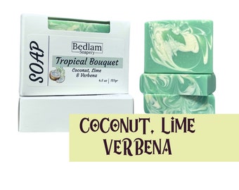 Coconut, Lime Verbena Organic Soap ll Tropical Bouquet ll Palm Free Soap • Vegan • Made with Organic Oils and Butters •