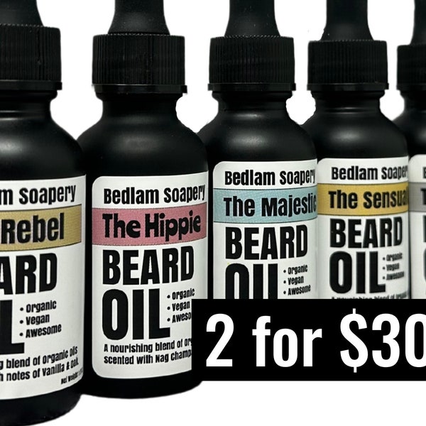 Organic Beard Oil • Pick 2 • Many Scents Available • Organic Beard Care • Your Choice •
