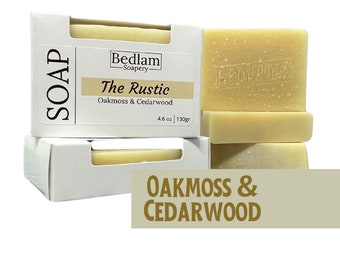 Oakmoss & Cedarwood • The Rustic • Scented Masculine Handmade Soap • Vegan • Palm-Free Soap • Made With Organic Oils  Butters •