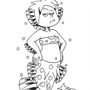 MerMay 2016 Original Art #11 - Pufferfish Mermaid (Deflated)
