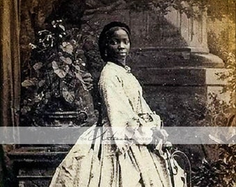 Instant Art Printable Download - Victorian Woman African American Portrait Photograph - Paper Crafts Scrapbooking Altered Art - Antique Art