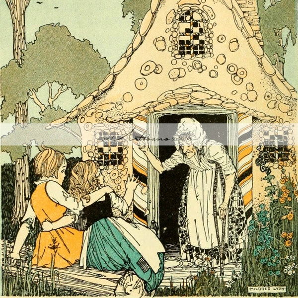 Printable Instant Download - Hansel and Gretel - Paper Crafts Scrapbooking Altered Art - Vintage Antique Fairy Tale Book Illustration