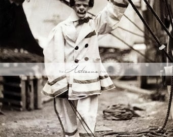 Creepy Circus Clown Photograph: Vintage Scary Image (Digital Download)