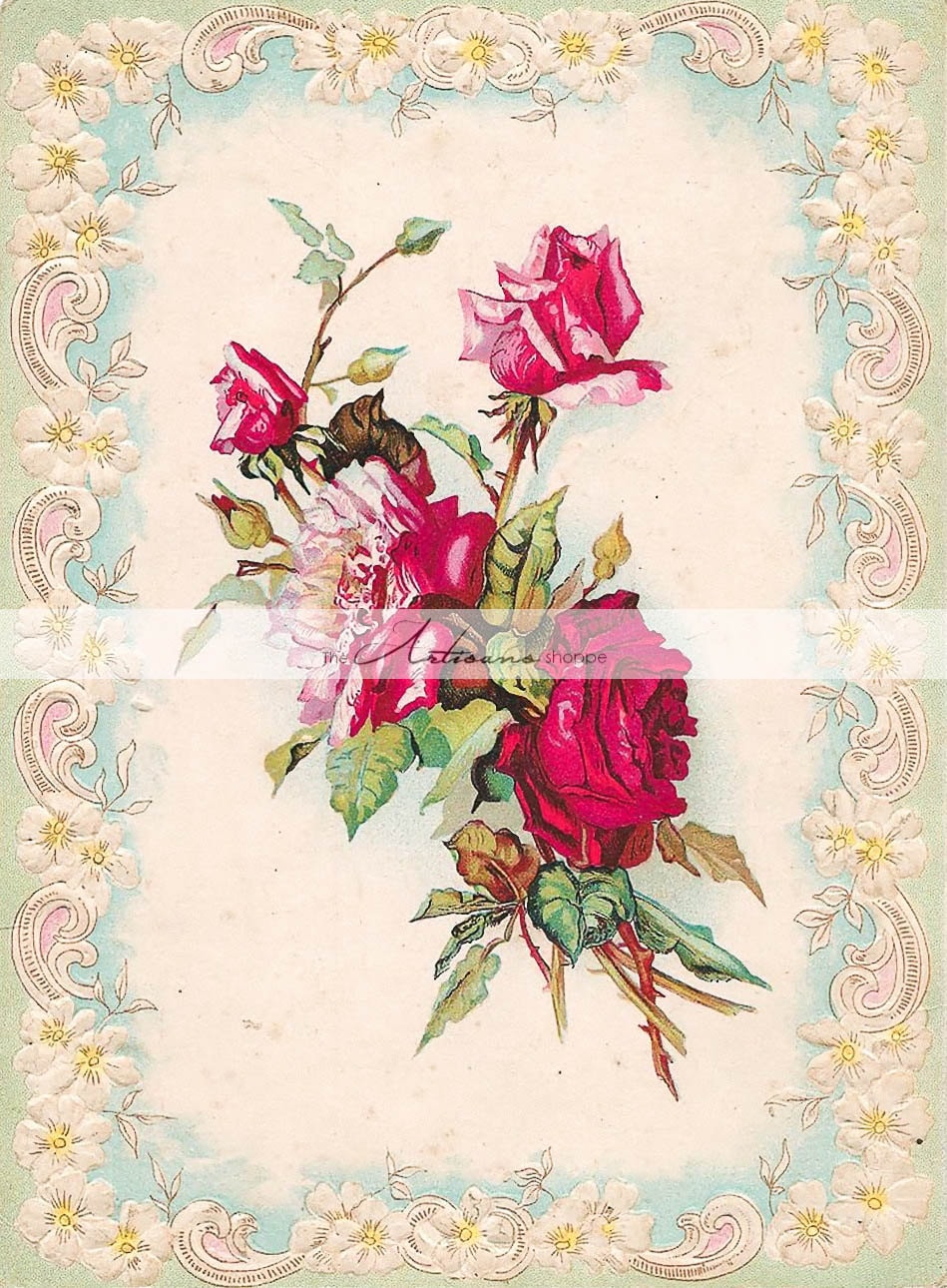 Instant Printable Download Shabby Chic Victorian Pink Roses - Etsy
