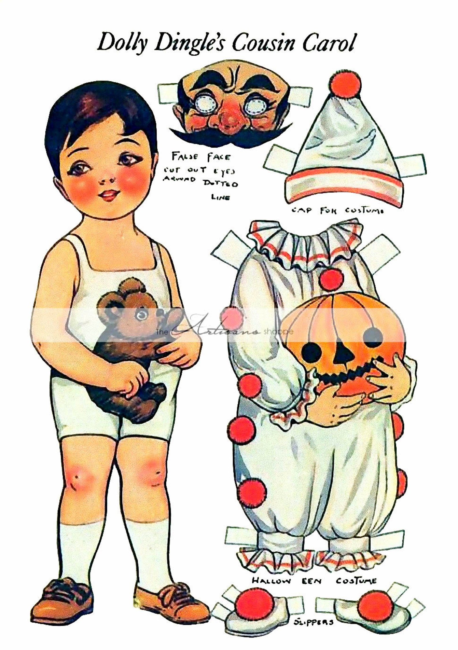 Vintage Halloween Paper Doll Digital Download Printable Etsy