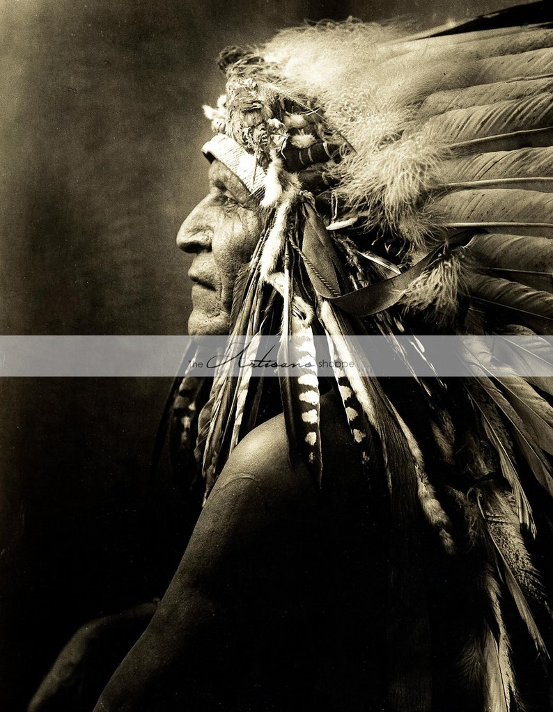 Vintage Native American Indian Goes Ahead Crow Tribesman c. 1910 Profile Photograph Digital Download Printable Instant Art Print image 1