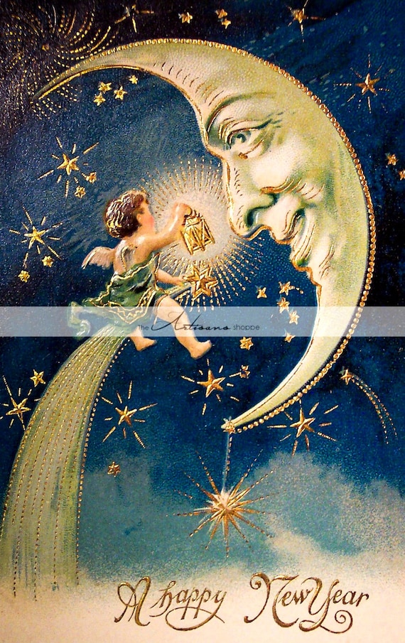 Instant Art Printable Download Vintage New Year's - Etsy