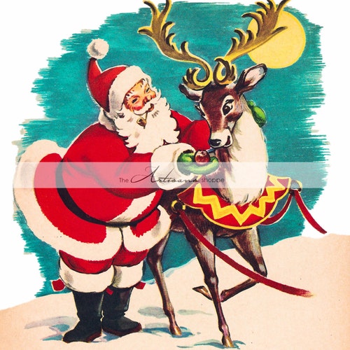 Printable Instant Download Vintage Christmas Santa With - Etsy