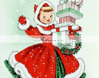 Digital Download Printable Vintage Christmas Card Santa | Etsy