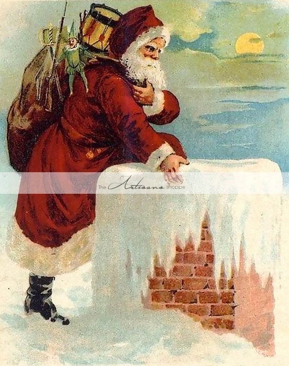 Antiche Immagini Di Babbo Natale.Instant Arte Stampabile Download Immagine Di Babbo Natale Etsy
