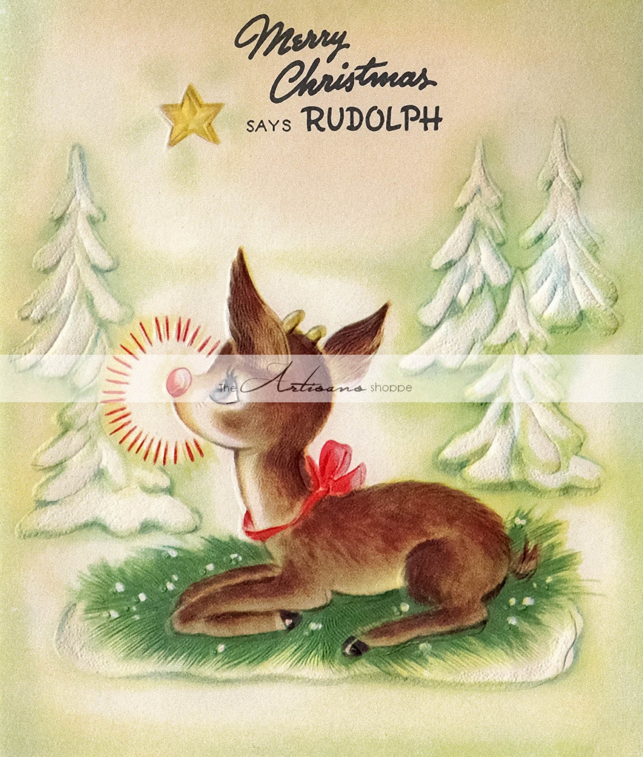 Rudolf die rote Nase Rentier in einer Weihnachtsmütze Grafik · Creative  Fabrica