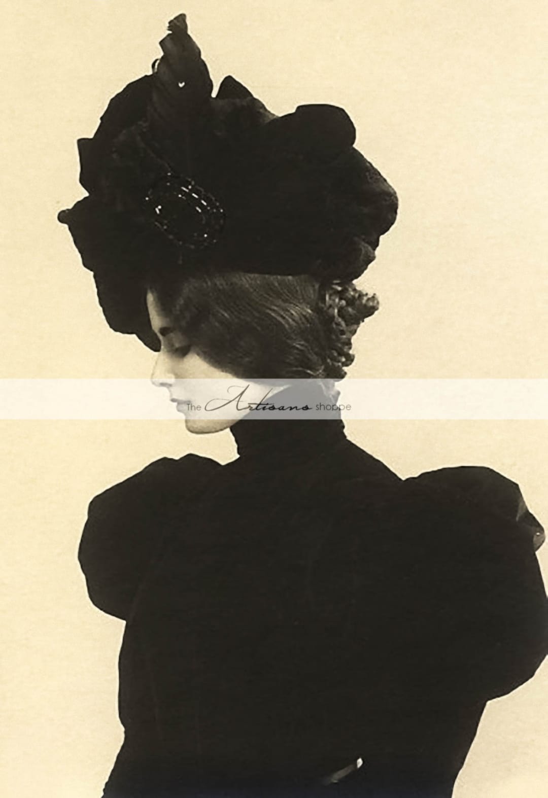 Antique Victorian Woman In Black Portrait Photograph Digital Download