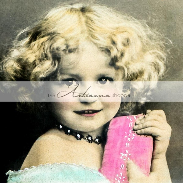 Printable Instant Download - Isabella Darling Little Girl Antique Tinted Photograph - Altered Art Paper Crafts Scrapbooking - Girl Curls