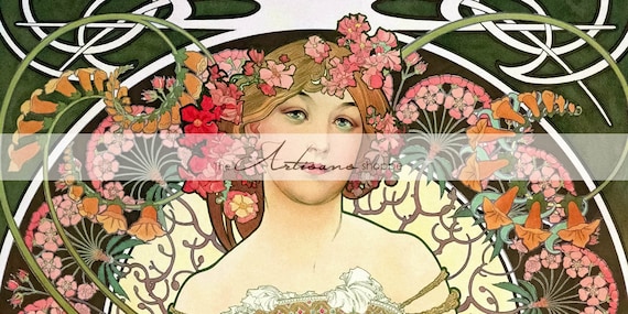 Art nouveau alphonse mucha flowers