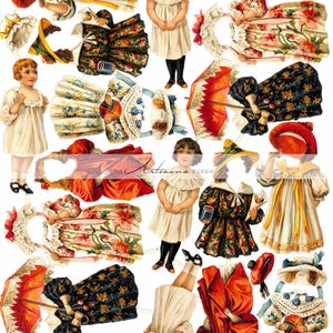 Victorian Paper Doll Collection - Digital Download Printable - Paper Crafts Scrapbook Altered Art - Vintage Antique Paper Dolls Printable