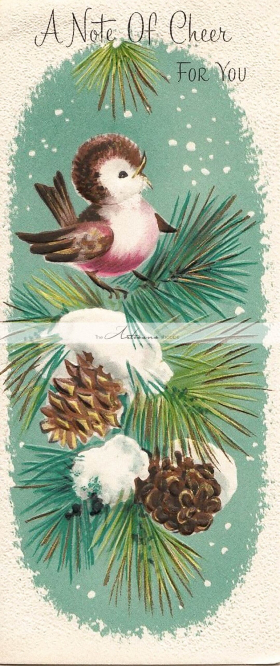Instant Printable Download Christmas Bird in Pine Tree Card - Etsy