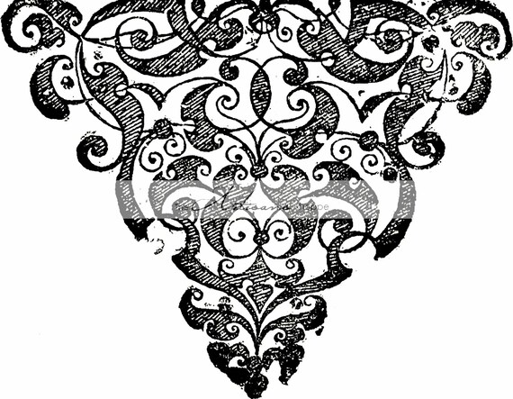 Instant Art Printable Download Filigree Design Decal Antique Art Image Paper Crafts Scrapbook Altered Art Graphic Design Ornate Decor