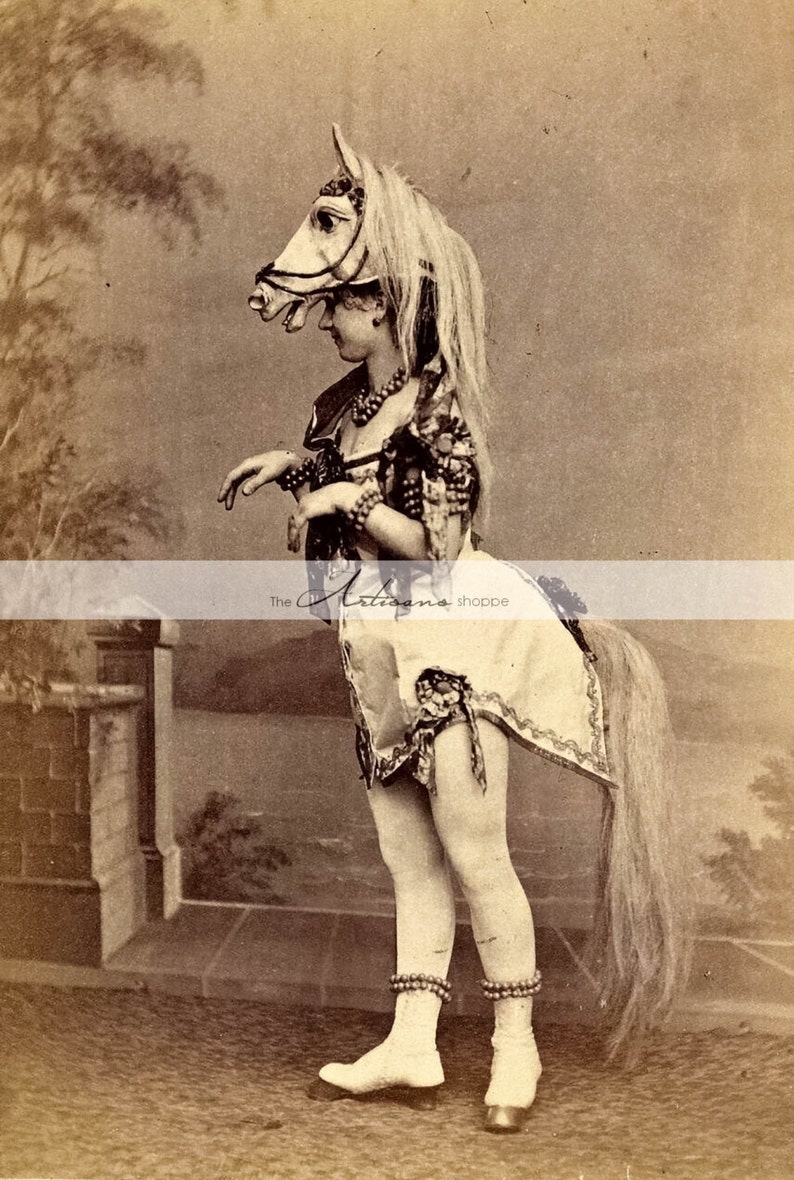 Instant Art Printable Download White Horse Costume Burlesque Etsy