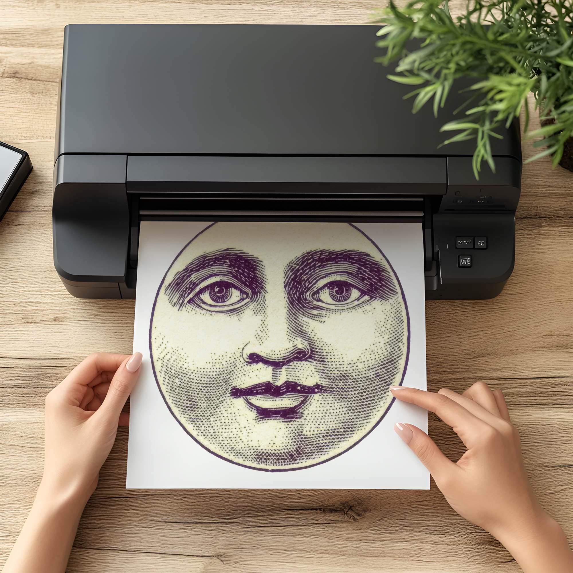 Antique Full Moon Face Art: Vintage Luna Image (digital Download